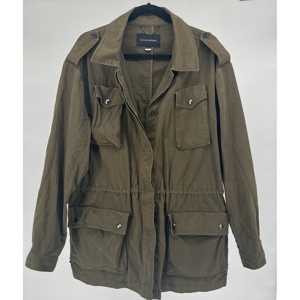 Banana Republic Military Field Chore Jacket Cargo Pocket Canvas Cotton Womens XL
